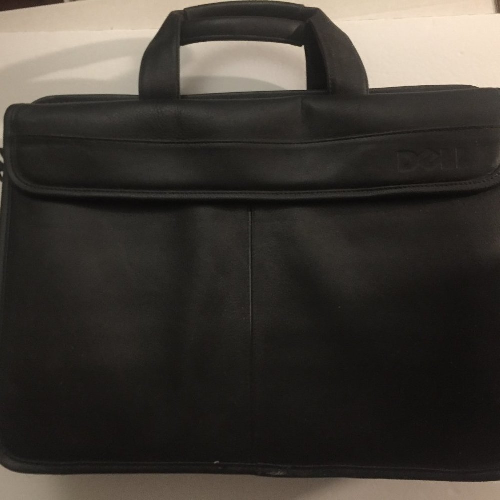 Preowned Dell Laptop Black Leather Shoulder Bag - Picture 1 of 11